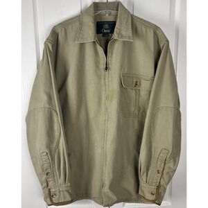 Orvis Mens Canvas Field Barn Chore Utility Coat Leather Trim Size XL F23